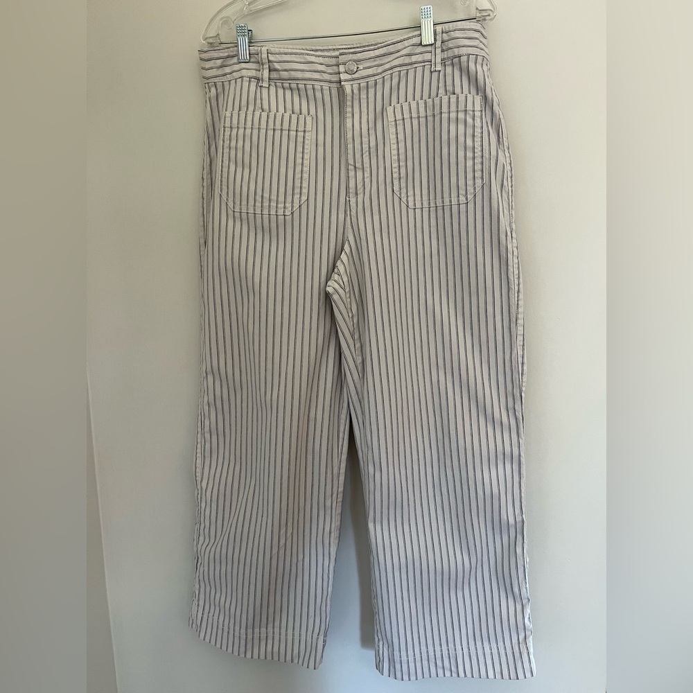 GAP Striped High Rise Wide Leg Cream Mariner Pants